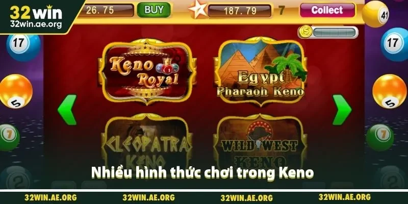 Nhiều hình thức chơi trong Keno